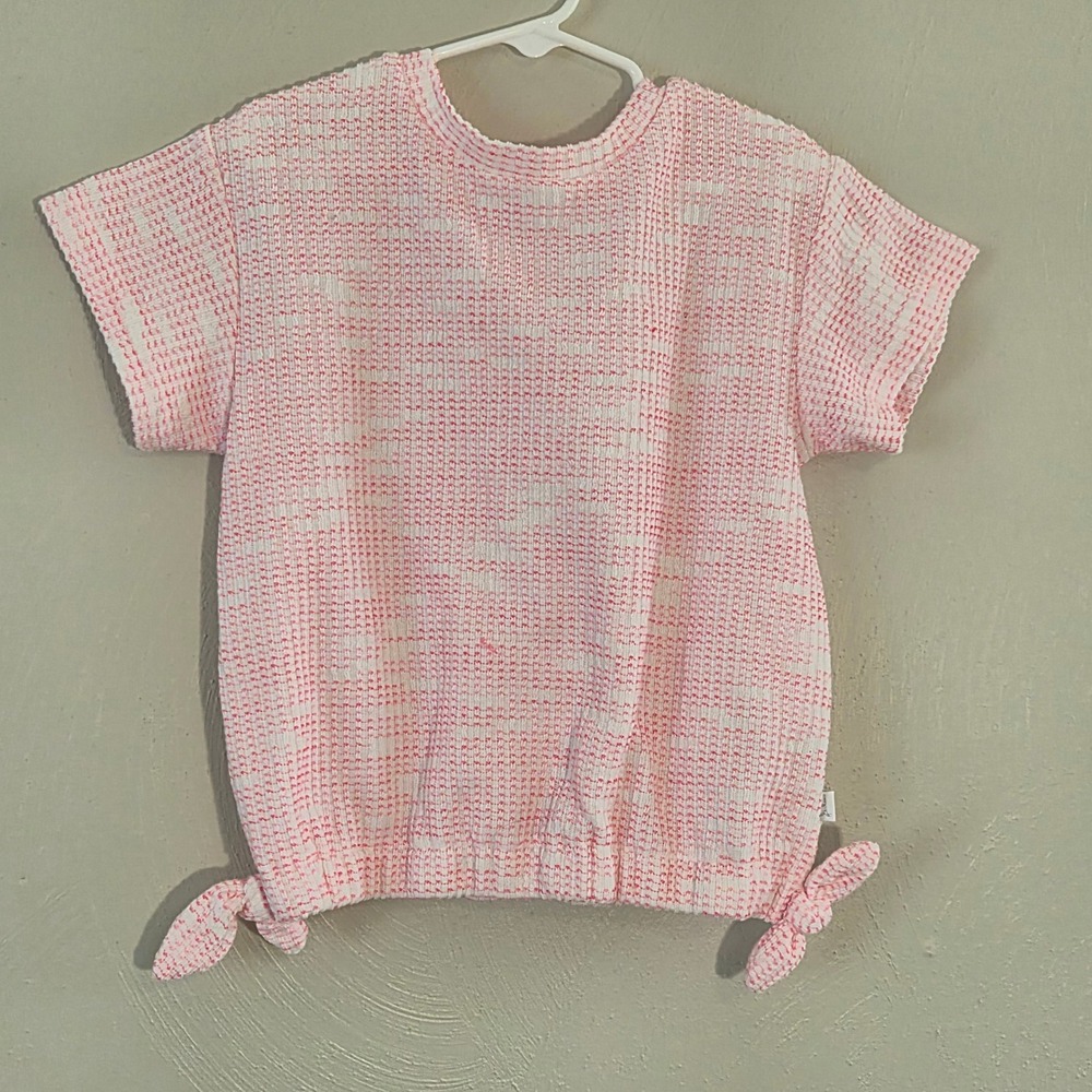 Deux Par Deux Girls 8 Textured Barbiecore Short Sleeve Tie Pink Girly Boutique